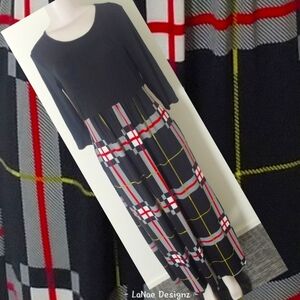 Black Red Tartan Long Sleeve Maxi Dress